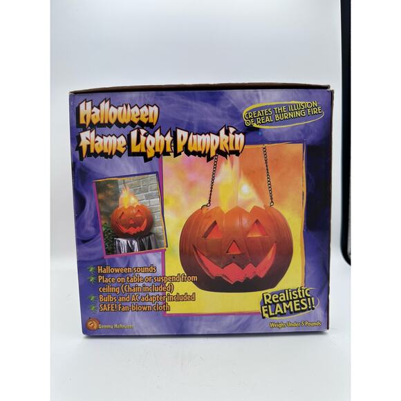 Vintage Gemmy Halloween Flame Light and Sounds Pumpkin 2002 With Box - Picture 14 of 16